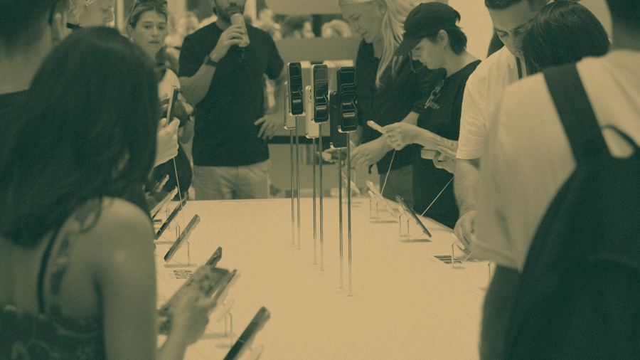 People try a new product at a launch table